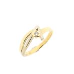 Bicolor gouden ring met diamant | 0,02 ct. (witgoud), Handtassen en Accessoires, Ringen, Gebruikt, Overige kleuren, Ophalen of Verzenden