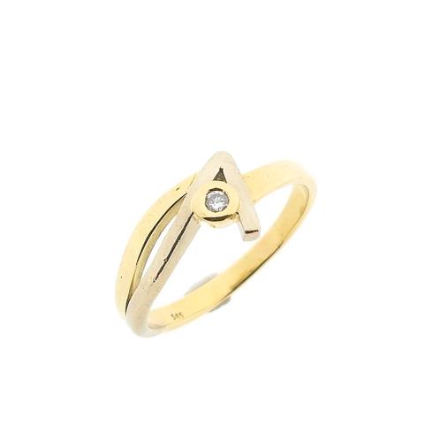 Bicolor gouden ring met diamant | 0,02 ct. (witgoud), Handtassen en Accessoires, Ringen, Dame, Met edelsteen, Overige kleuren