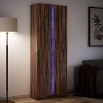 vidaXL Hoge kast met LED 74x32,5x200 cm bewerkt hout bruin, Huis en Inrichting, Kasten | Dressoirs, Verzenden, Nieuw