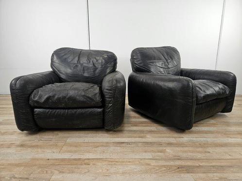 Busnelli - Arrigo Arrigoni - Fauteuil - Leder - Paar zwarte, Antiek en Kunst, Kunst | Designobjecten