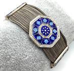 Armband versierd met blauw email - Zilver - Turkije - 20e, Antiek en Kunst