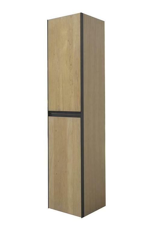 Lotus kolomkast met 2 deuren 35 cm naturel eik/mat zwart, Huis en Inrichting, Badkamer | Badkamermeubels, Ophalen of Verzenden