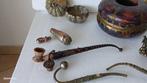 Samen met opium - Brons....hout...verzilverd metaal -