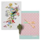 Set van 2 theedoeken Floral branch | Happy Friday, Verzenden