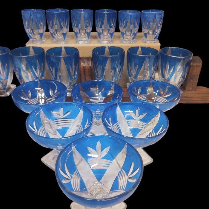 Tafelservies (18) - Blauw en transparant model - Art déco, Antiek en Kunst, Antiek | Meubels | Tafels