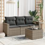 vidaXL 4-delige Loungeset met kussens poly rattan grijs, Tuin en Terras, Tuinsets en Loungesets, Verzenden, Nieuw