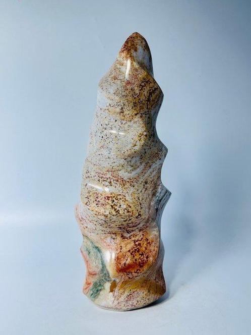 Sculpture de flamme en jaspe océan avec miel chaud Accent, Verzamelen, Mineralen en Fossielen
