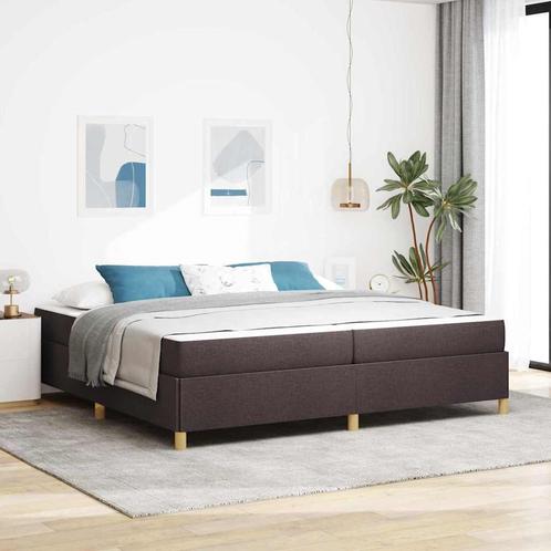 vidaXL Boxspring bed met matras Donkerbruin en Wit 200 x 200, Huis en Inrichting, Slaapkamer | Bedden, Nieuw, Verzenden
