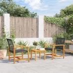 vidaXL Tuinnstoelen 2 st poly rattan en acaciahout zwart, Tuin en Terras, Tuinsets en Loungesets, Verzenden, Nieuw