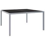 vidaXL Tuintafel 130x130x72 cm staal en glas grijs, Tuin en Terras, Tuintafels, Verzenden, Nieuw