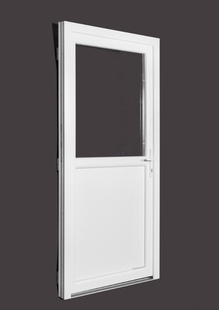 PVC Deur 1/2 glas Premium b110xh210 cm wit L, Doe-het-zelf en Bouw, Deuren en Vliegenramen, Nieuw, Glas, Kunststof, Metaal, Buitendeur