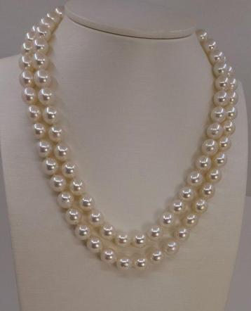 Collier Perle dAkoya double 9x9,5 mm