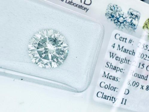 1 pcs Diamant (Naturelle) - 2.15 ct - Rond - D (incolore) -, Handtassen en Accessoires, Edelstenen