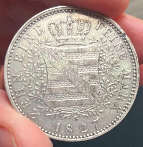 Saksen. Konig Anton I. 10 Mark 1827 S / very rare year, Postzegels en Munten, Munten | Europa | Niet-Euromunten