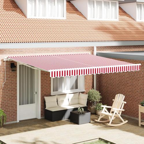 vidaXL Handmatige Uittrekbare Ligbed Rood en Wit Streep, Tuin en Terras, Zonneschermen, Nieuw, Verzenden
