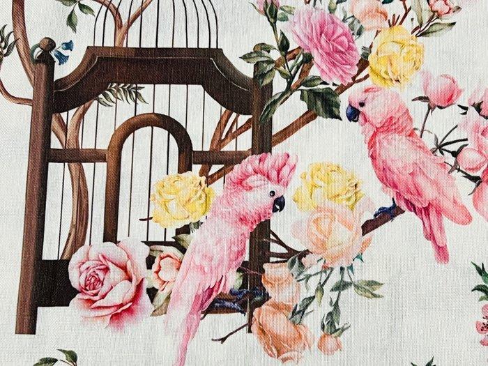 Harmonie en Vrijheid - Katoenen weefsel met kooien en, Antiek en Kunst, Antiek | Tapijten, Tafelkleden en Textiel