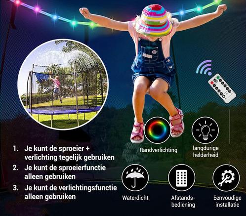 Trampoline sproeier - verlichting - net bevestiging - Ø183c, Kinderen en Baby's, Speelgoed | Buiten | Trampolines, Nieuw, Ophalen of Verzenden