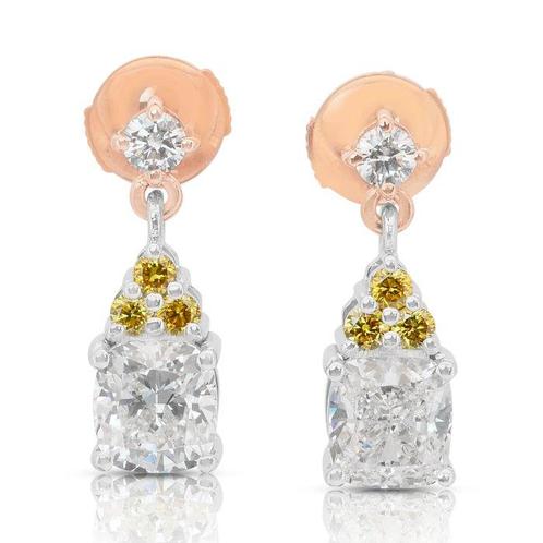 Boucles doreilles - 18 carats Or blanc, Or rose -  2.55ct., Handtassen en Accessoires, Oorbellen