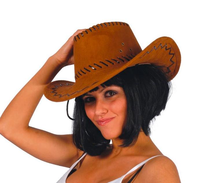 Bruine Cowboy Hoed Bruin Dames Leer, Hobby en Vrije tijd, Feestartikelen, Nieuw, Verzenden