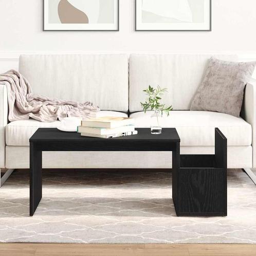 vidaXL Salontafel Zwart Eikenhout 90x45x35 cm Gelaagd Hout, Huis en Inrichting, Tafels | Salontafels, Nieuw, Verzenden