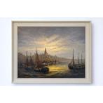 Peter Brouwer (1935-2010) - Mediterrane haven bij dageraad, Antiek en Kunst, Kunst | Schilderijen | Klassiek