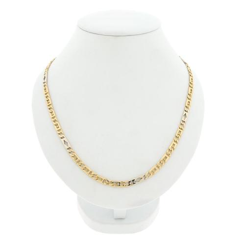 Bicolor gouden heren ketting met wiebertjes | 62,5 cm, Handtassen en Accessoires, Kettingen, Overige kleuren, Gebruikt, Goud, Ophalen of Verzenden
