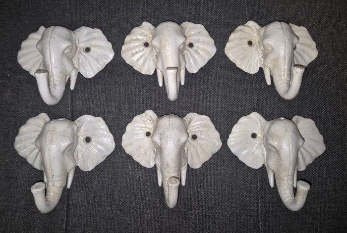 Set kapstokhaken - IJzer - Zes kapstokken olifant, Antiek en Kunst, Curiosa en Brocante