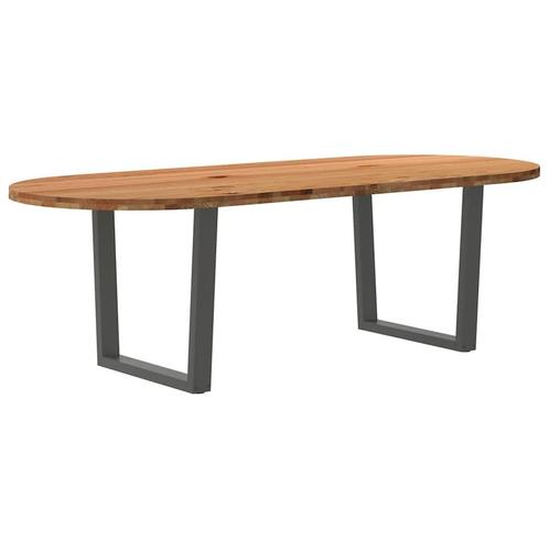 vidaXL Eettafel 240x100x74 cm ovaal massief eikenhout, Huis en Inrichting, Tafels | Eettafels, Nieuw, Verzenden
