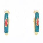 Oorbellen - 18 karaat Geel goud - Emaille, Handtassen en Accessoires, Oorbellen, Nieuw