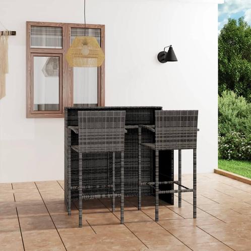 vidaXL Ensemble de bar de jardin 3 pcs Gris, Jardin & Terrasse, Ensembles de jardin, Neuf, Envoi