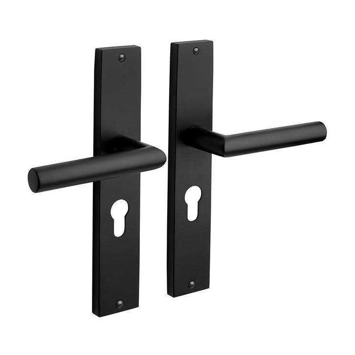 Deurklink Ferro geveerd schild cilindergat 55mm mat zwart..., Doe-het-zelf en Bouw, Hang- en Sluitwerk, Klink of Kruk, Nieuw, IJzer