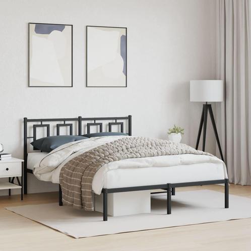 vidaXL Bedframe met hoofdbord metaal zwart 140x200 cm, Huis en Inrichting, Slaapkamer | Bedden, Nieuw, Verzenden