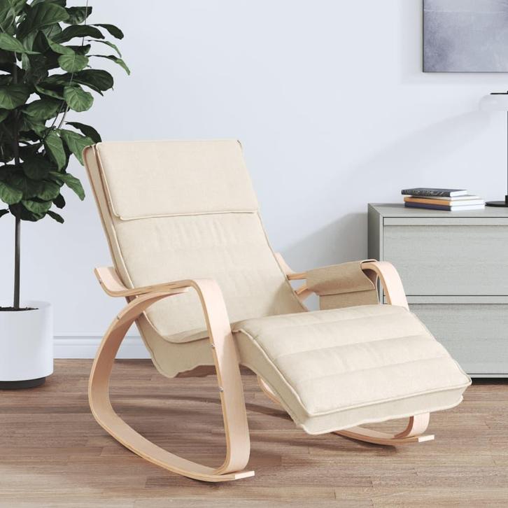 vidaXL Schommelstoel stof crèmekleurig, Huis en Inrichting, Stoelen, Nieuw, Verzenden