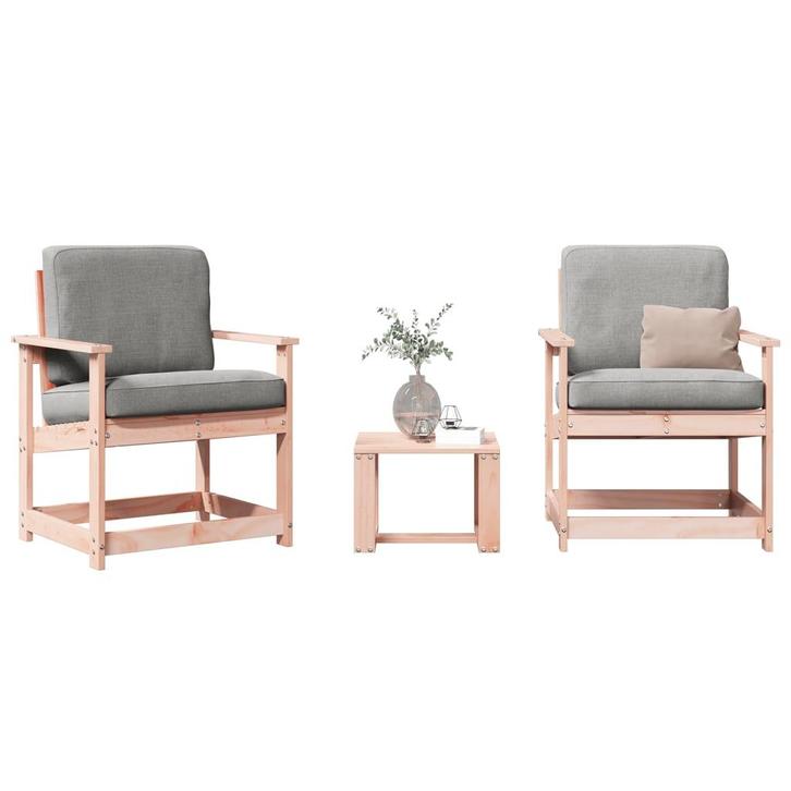 vidaXL 3-delige Loungeset massief douglashout, Tuin en Terras, Tuinstoelen, Nieuw, Verzenden