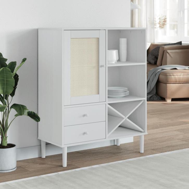 vidaXL Hoge kast SENJA 90x40x112 cm rattan look massief, Huis en Inrichting, Kasten | Dressoirs, Nieuw, Verzenden