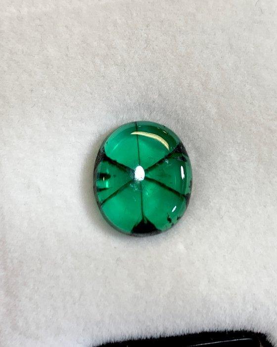 1 pcs Groen, Zwart Smaragd - 6.14 ct - Guild Gem Laboratory, Handtassen en Accessoires, Edelstenen