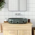 vidaXL Opzetwasbak ovaal 59x40x14 cm keramiek blauw, Doe-het-zelf en Bouw, Verzenden, Nieuw