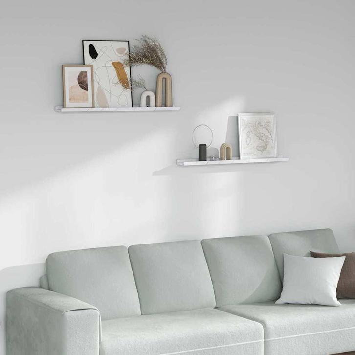 vidaXL Wandplank met plank 2 pcs Wit Marmer 80 x 9 x 3 cm, Huis en Inrichting, Kasten | Wandmeubels, Nieuw, Verzenden