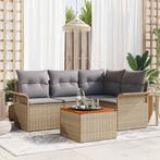 vidaXL Tuinbank Set 5 pcs Beige Poly rattan, Tuin en Terras, Verzenden, Nieuw