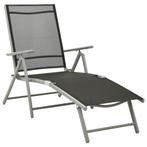 vidaXL Chaise longue pliable Textilène et aluminium noir, Jardin & Terrasse, Neuf, Verzenden