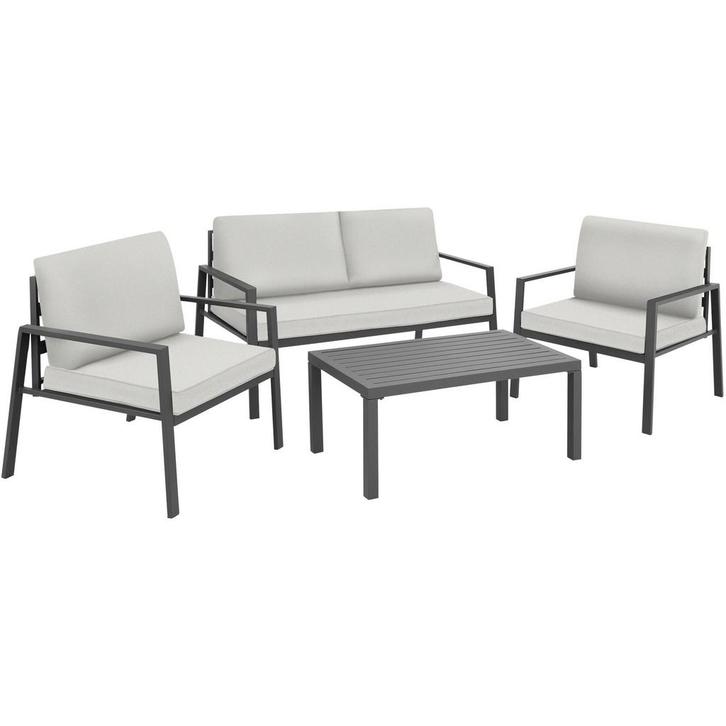 tectake Zitgroep Göteborg met tafel - lichtgrijs, Tuin en Terras, Tuinsets en Loungesets, Verzenden