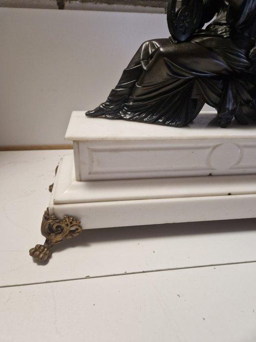 Tafelklok - Antiek Marmer, Brons, Messing - 1920-1930 -, Antiek en Kunst, Antiek | Klokken