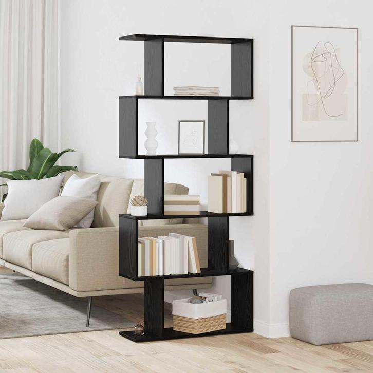 vidaXL Boekenkast Zwart Eiken 70 x 24 x 161 cm Bewerkt hout, Huis en Inrichting, Kasten | Boekenkasten, Nieuw, Verzenden