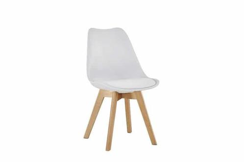 Stoelenset –  - Retro design – Stijlvol wit, Huis en Inrichting, Stoelen, Wit, Vier, Nieuw, Stof, Ophalen of Verzenden