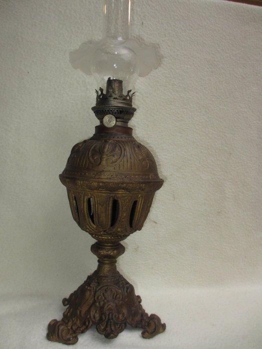 Olielamp - Gietijzer - olielamp gietijzer barok, Antiek en Kunst, Antiek | Overige Antiek