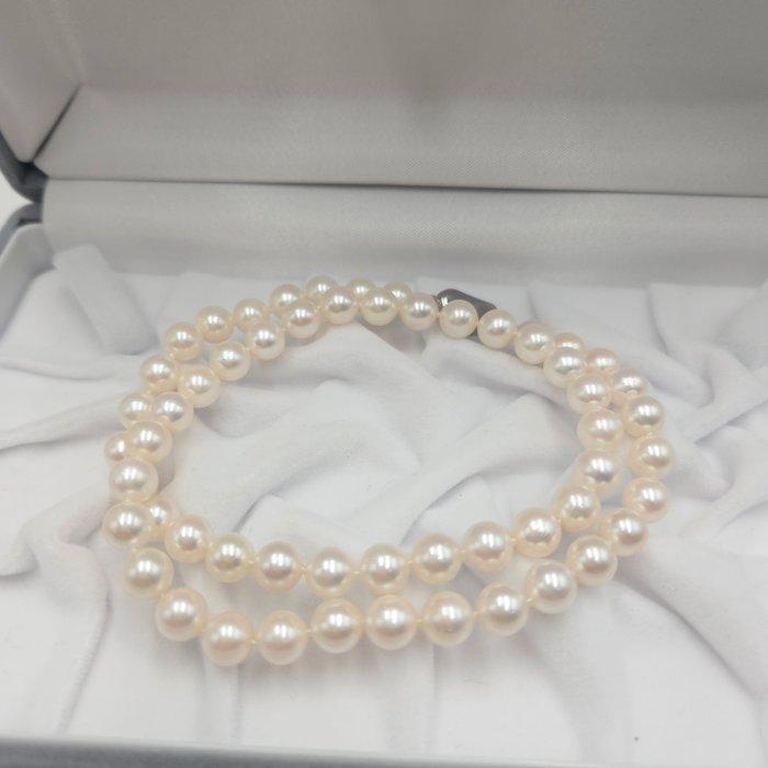 Zonder Minimumprijs - Halsketting Zilver Parel - Akoya 7.0mm, Handtassen en Accessoires, Kettingen