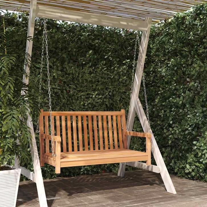 vidaXL Schommelbank 114x60x64 cm massief teakhout, Jardin & Terrasse, Jardin & Terrasse Autre, Envoi
