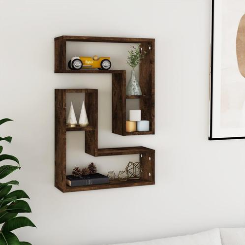 vidaXL Wandschappen 2 st 50x15x50 cm bewerkt hout gerookt, Huis en Inrichting, Kasten | Wandmeubels, Nieuw, Verzenden