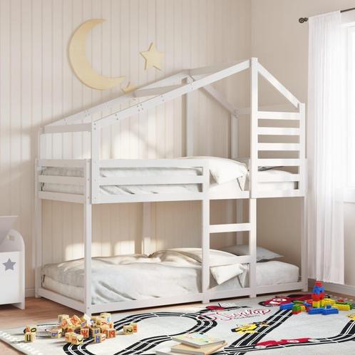 vidaXL Stapelbed met dak massief grenenhout wit 90x190 cm, Huis en Inrichting, Slaapkamer | Bedden, Nieuw, Verzenden