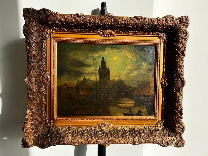 Jacob Theodore Abels (1803-1866) - Nocturne vissers, Antiek en Kunst, Kunst | Schilderijen | Klassiek